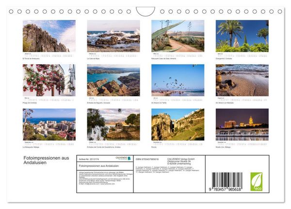 Produktbild: Fotoimpressionen aus Andalusien (Wandkalender 2026 DIN A4 quer), CALVENDO Monatskalender