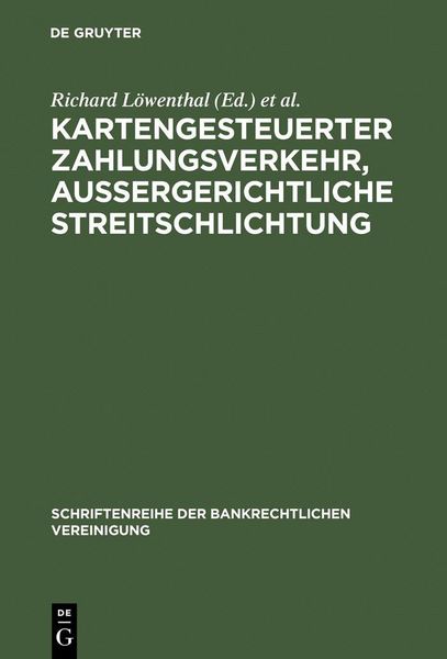 Produktbild: Kartengesteuerter Zahlungsverkehr, au&szlig;ergerichtliche Streitschlichtung