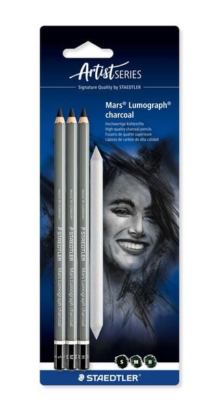 Produktbild: STAEDTLER Kohlestift Mars Lumograph charcoal, 3er set