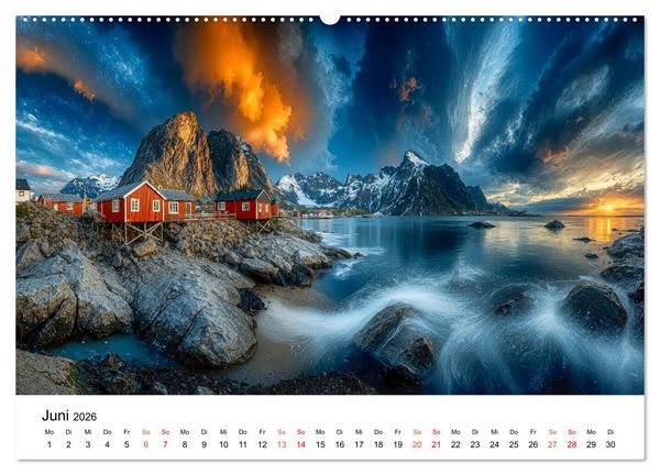 Produktbild: Lofoten - Arktische Tr&auml;ume (hochwertiger Premium Wandkalender 2026 DIN A2 quer), Kunstdruck in Hochglanz