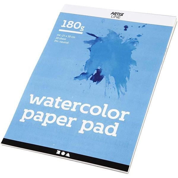 Produktbild: Creativ Company Div. Zubeh&ouml;r f&uuml;r Wasserfarben Aquarellblock, Wei&szlig;, A4, 210x297 mm, 180 g, 20 Bl./ 1 Stk