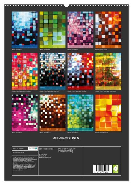 Produktbild: MOSAIK-VISIONEN (hochwertiger Premium Wandkalender 2027 DIN A2 hoch), Kunstdruck in Hochglanz