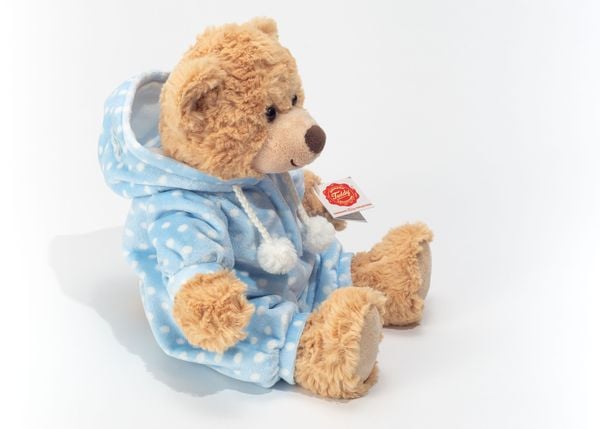 Produktbild: Teddy Hermann 91387 - Schlafanzugb&auml;r, B&auml;r im blauen Schlafanzug, 30 cm