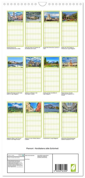 Produktbild: Familienplaner 2027 - Piemont - Norditaliens stille Sch&ouml;nheit mit 5 Spalten (Wandkalender, 21 x 45 cm) CALVENDO