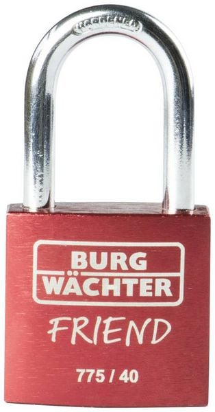 Produktbild: Burg W&auml;chter 39431 Vorh&auml;ngeschloss 40.00mm verschieden schlie&szlig;end Rot Schl&uuml;sselschloss