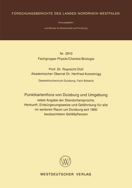 Produktbild: Punktkartenflora von Duisburg und Umgebung