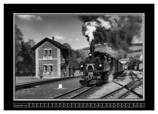 Produktbild: Unter Dampf - Mit der Pre&szlig;nitztalbahn durchs Erzgebirge (Wandkalender 2026 DIN A2 quer), CALVENDO Monatskalender