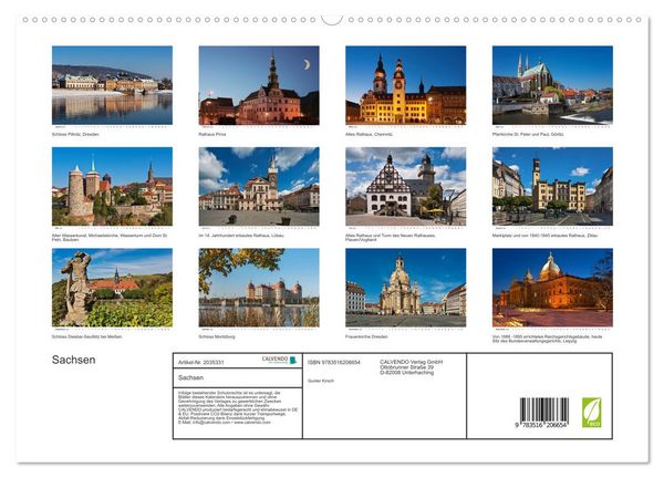 Produktbild: Sachsen (hochwertiger Premium Wandkalender 2026 DIN A2 quer), Kunstdruck in Hochglanz