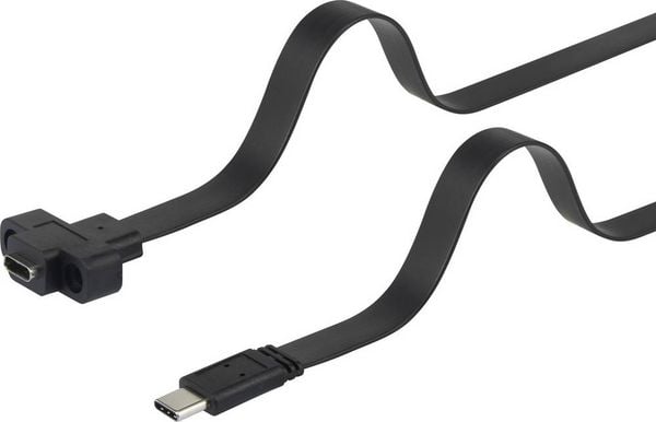 Produktbild: Renkforce USB-Kabel USB 3.2 Gen1 USB-C&reg; Stecker, USB-C&reg; Buchse 0.25 m Schwarz schraubbar, hochflexibel RF-3415030