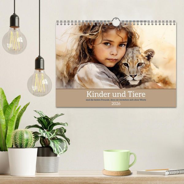 Produktbild: Kinder und Tiere (Wandkalender 2026 DIN A4 quer), CALVENDO Monatskalender