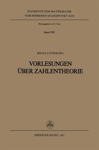 Produktbild: Vorlesungen &uuml;ber Zahlentheorie