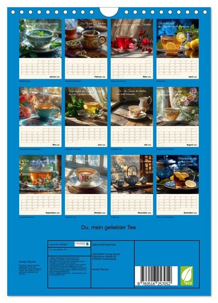 Produktbild: Du, mein geliebter Tee (Wandkalender 2026 DIN A4 hoch), CALVENDO Monatskalender