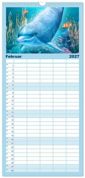 Produktbild: Familienplaner 2027 - Delfine - Kalender mit 5 Spalten (Wandkalender, 21 x 45 cm) CALVENDO