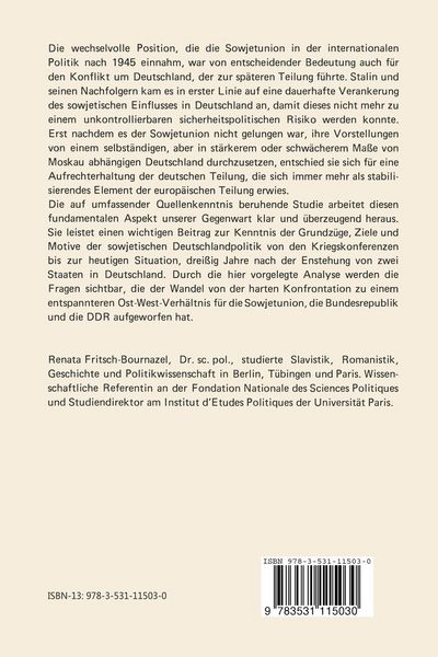 Produktbild: Die Sowjetunion und die deutsche Teilung