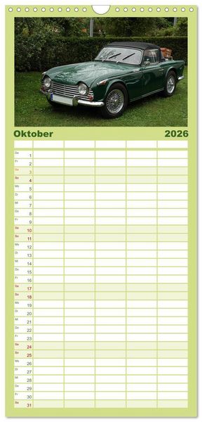 Produktbild: Familienplaner 2026 - Oldtimer vergangenger Jahrzehnte mit 5 Spalten (Wandkalender, 21 x 45 cm) CALVENDO