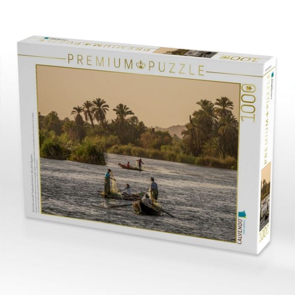 Produktbild: CALVENDO Puzzle Die Fischer vom Nil: Traditionelle Arbeit im Abendlicht &Auml;gyptens | 1000 Teile Lege-Gr&ouml;&szlig;e 64x48cm Foto-Puzzle f&uuml;r gl&uuml;ckliche Stunden
