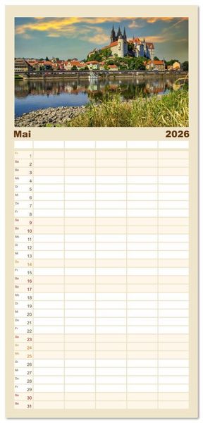 Produktbild: Familienplaner 2026 - Die malerische Elbe mit 5 Spalten (Wandkalender, 21 x 45 cm) CALVENDO