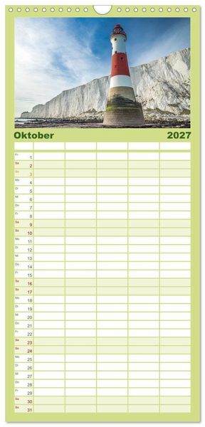 Produktbild: Familienplaner 2027 - Seven Sisters - Gro&szlig;britanniens h&ouml;chste Kreidefelsen mit 5 Spalten (Wandkalender, 21 x 45 cm) CALVENDO