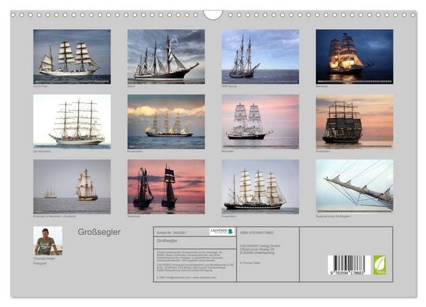Produktbild: Gro&szlig;segler (Wandkalender 2027 DIN A3 quer), CALVENDO Monatskalender