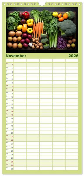 Produktbild: Familienplaner 2026 - Ordentlich Vegetarisch mit 5 Spalten (Wandkalender, 21 x 45 cm) CALVENDO