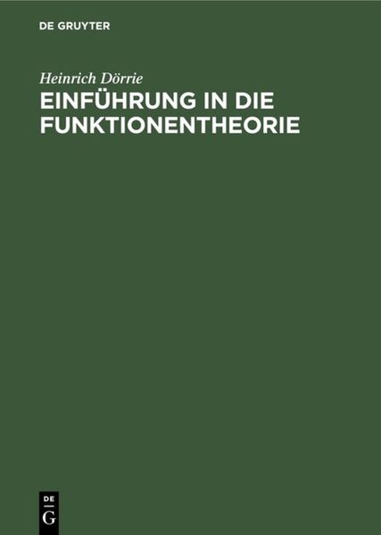 Produktbild: Einf&uuml;hrung in die Funktionentheorie