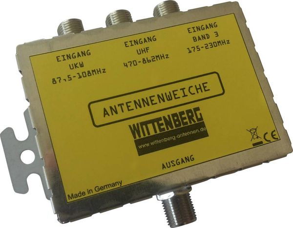 Wittenberg Antennen 3 in 1 Antennenweiche UKW, DAB+, UHF