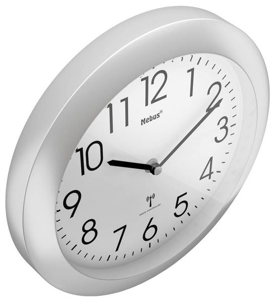 Produktbild: Mebus 52451 Funk Wanduhr 25cm x 40mm Silber