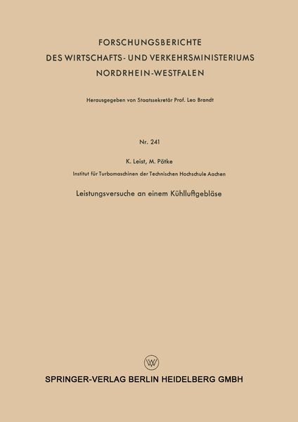 Produktbild: Leistungsversuche an einem K&uuml;hlluftgebl&auml;se