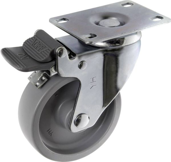 Produktbild: TOOLCRAFT TO-5137938 Lenkrolle 100 mm mit Feststellbremse und Anschraubplatte Tragfähigkeit (max.): 125 kg