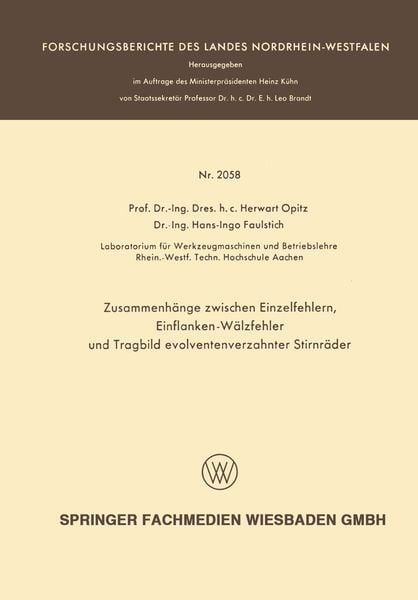 Produktbild: Zusammenh&auml;nge zwischen Einzelfehlern, Einflanken-W&auml;lzfehler und Tragbild evolventenverzahnter Stirnr&auml;der