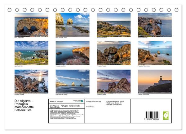 Produktbild: Die Algarve - Portugals m&auml;rchenhafte Felsenk&uuml;ste (Tischkalender 2026 DIN A5 quer), CALVENDO Monatskalender