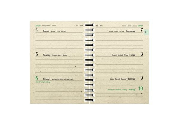 Produktbild: Taschenkalender 1W/2S Graspapier 2027