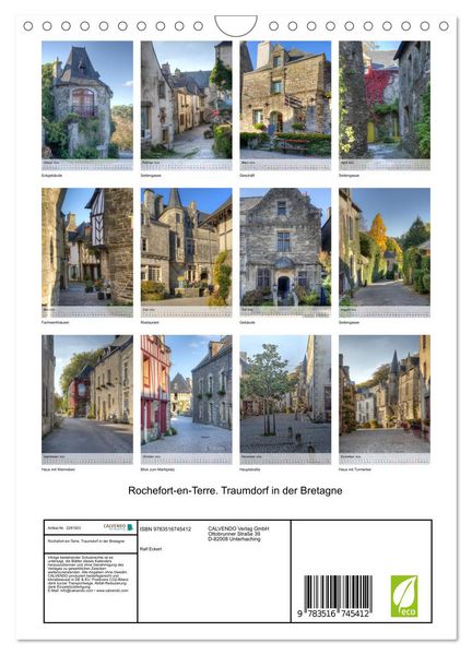 Produktbild: Rochefort-en-Terre. Traumdorf in der Bretagne (Wandkalender 2026 DIN A4 hoch), CALVENDO Monatskalender