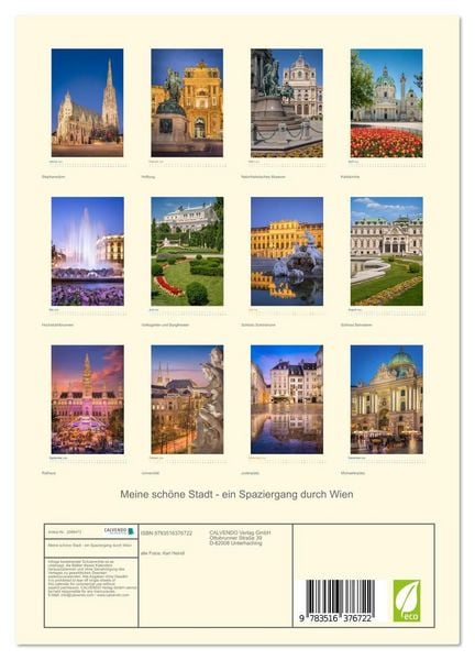 Produktbild: Meine sch&ouml;ne Stadt - ein Spaziergang durch Wien (Wandkalender 2026 DIN A4 hoch), CALVENDO Monatskalender