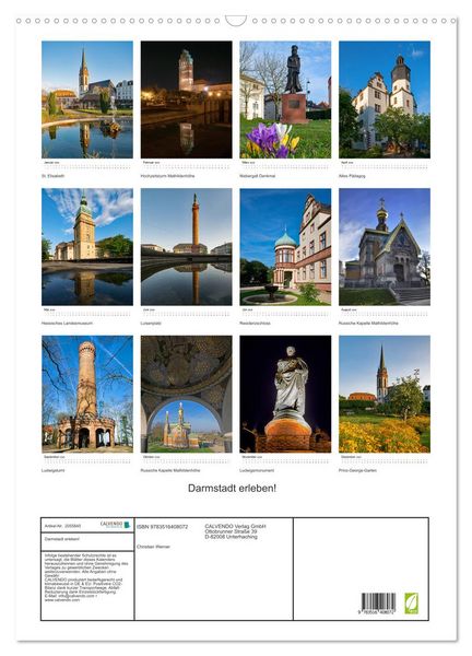 Produktbild: Darmstadt erleben! (Wandkalender 2026 DIN A2 hoch), CALVENDO Monatskalender