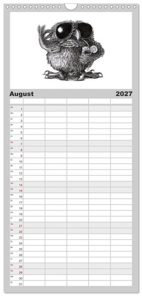 Produktbild: Familienplaner 2027 - TIERONISCH mit 5 Spalten (Wandkalender, 21 x 45 cm) CALVENDO