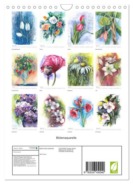 Produktbild: Bl&uuml;tenaquarelle (Wandkalender 2026 DIN A4 hoch), CALVENDO Monatskalender