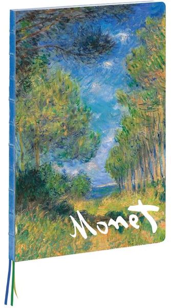Teneues - A4 Notebook: Pine Tree Path by Claude Monet, Hardcover - 230 Dot-Grid Pages with Exposed Lay Flat Binding, Three Ribbon Markers, Gebundene