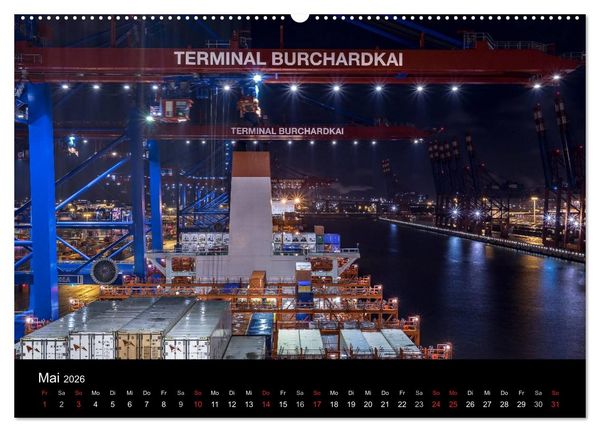 Produktbild: Der Hafen Hamburg bei Tag und Nacht (Wandkalender 2026 DIN A2 quer), CALVENDO Monatskalender
