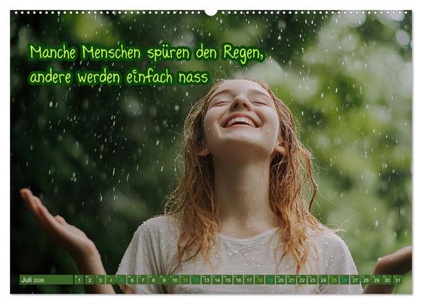 Produktbild: Regenmomente &ndash; Spr&uuml;che f&uuml;r graue Tage (hochwertiger Premium Wandkalender 2026 DIN A2 quer), Kunstdruck in Hochglanz