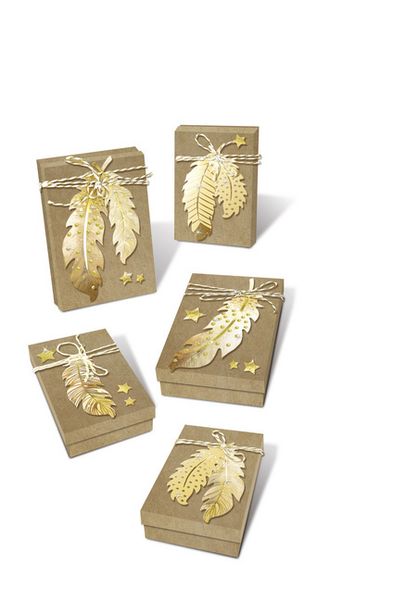 Produktbild: URSUS Geschenkboxen-Set "Federn", creme/gold