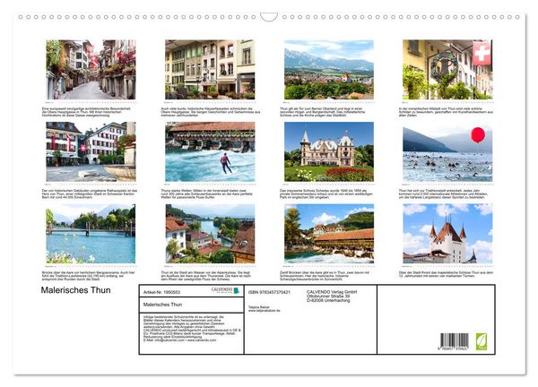 Produktbild: Malerisches Thun (Wandkalender 2026 DIN A2 quer), CALVENDO Monatskalender