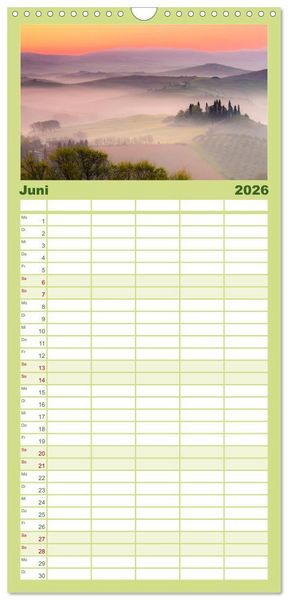 Produktbild: Familienplaner 2026 - Traumziel Toskana mit 5 Spalten (Wandkalender, 21 x 45 cm) CALVENDO