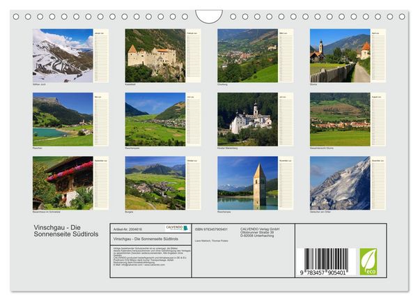 Produktbild: Vinschgau - Die Sonnenseite S&uuml;dtirols (Wandkalender 2026 DIN A4 quer), CALVENDO Monatskalender