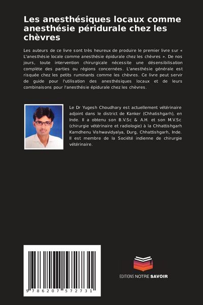 Produktbild: Les anesth&eacute;siques locaux comme anesth&eacute;sie p&eacute;ridurale chez les ch&egrave;vres