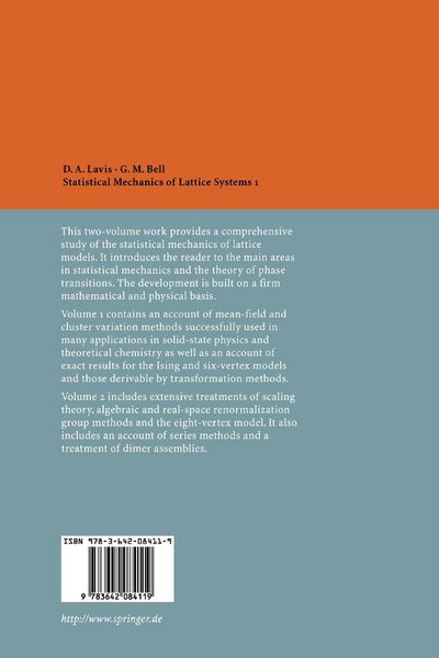 Produktbild: Statistical Mechanics of Lattice Systems