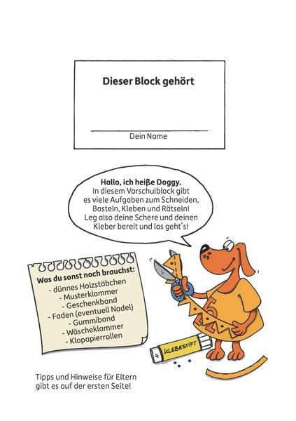 Vorschulblock ab 5 Jahre für Junge und Mädchen - Schneiden, kleben, basteln