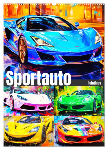 Sportauto Paintings (Wandkalender 2026 DIN A2 hoch), CALVENDO Monatskalender