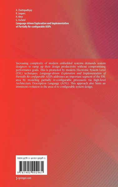 Produktbild: Language-driven Exploration and Implementation of Partially Re-configurable ASIPs