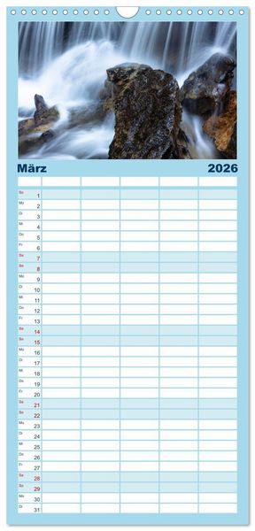 Produktbild: Familienplaner 2026 - Waldb&auml;che - Im Wandel der Jahreszeiten mit 5 Spalten (Wandkalender, 21 x 45 cm) CALVENDO